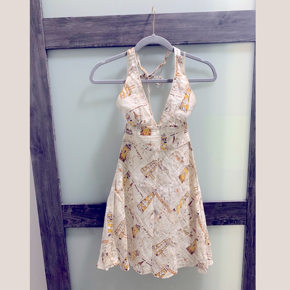 J. Crew Linen Halter Dress, Lighthouse Print, 0